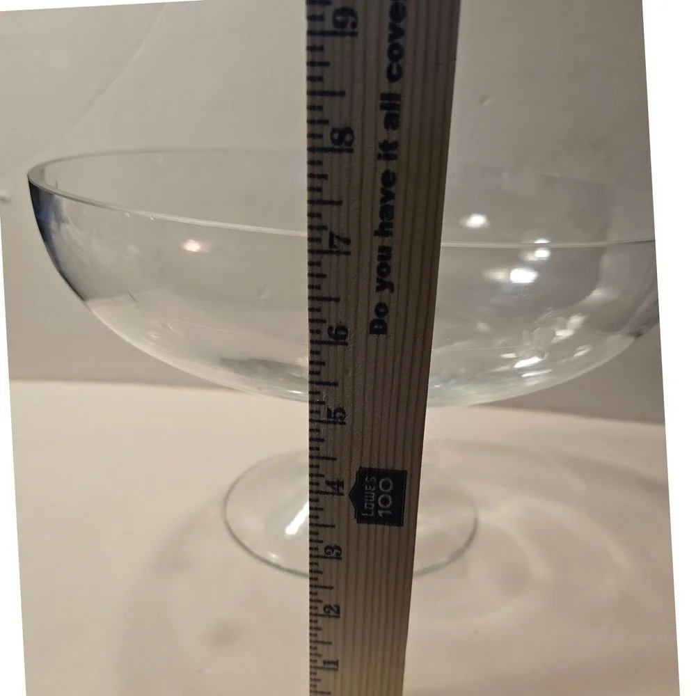 Vintage Clear‎ Etched Floral Glass Pedestal Bowl Footed Trifle Compote Dish 11